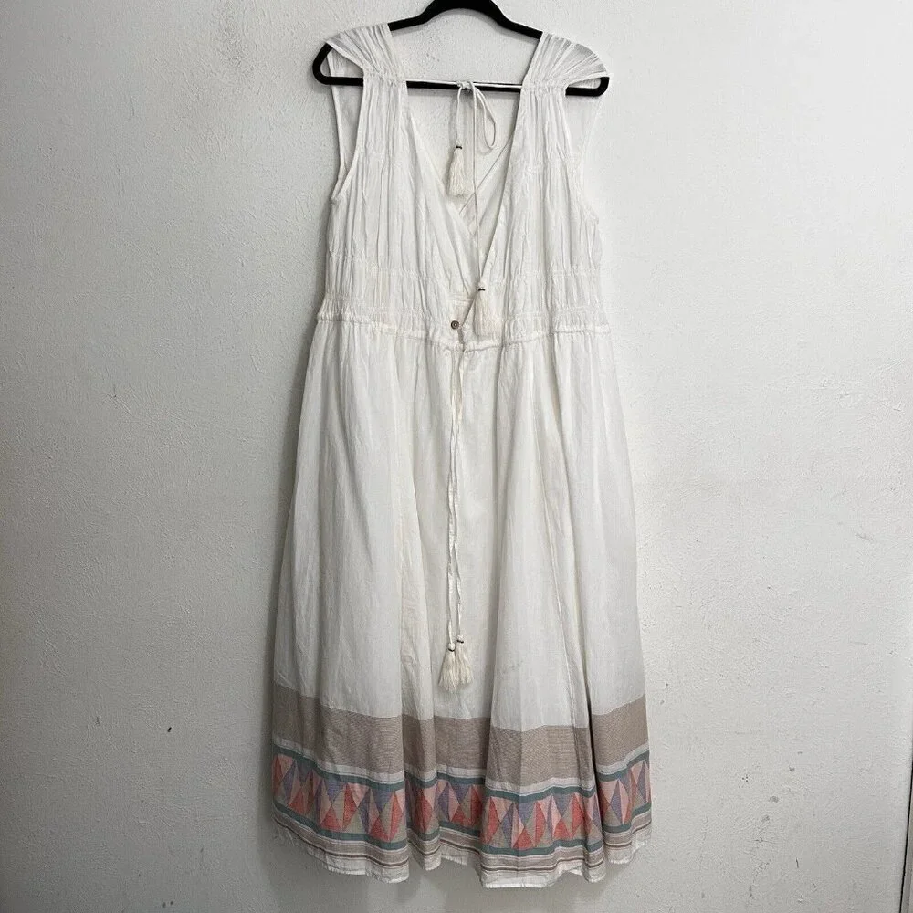 Free People Lulu‎ Bone White Midi Dress Endless Summer Open Back Sleeveless Sz M